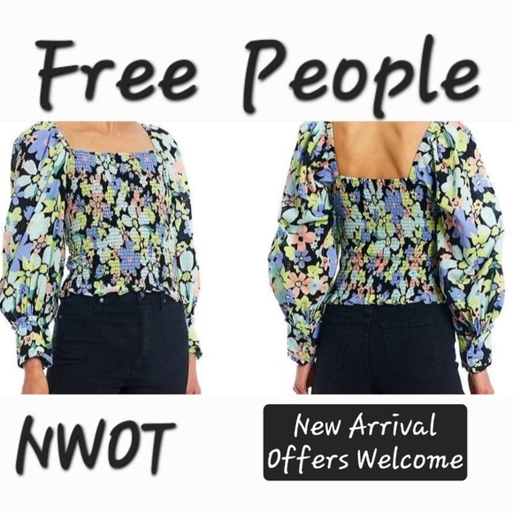 Free People Floral Smocked Blouse - Excellent Condition NWOT Size XS - Picture 1 of 11